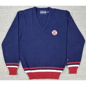 Vintage Boston Red Sox Sweater Mens Small Blue Starter MLB Knit Pullover 90s